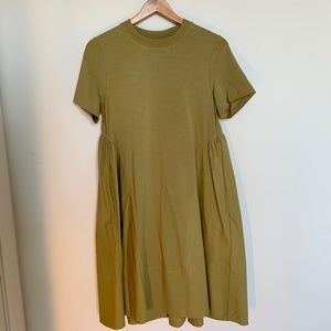 COS Short Sleeved Knit and Woven Dress Olive Green NWT